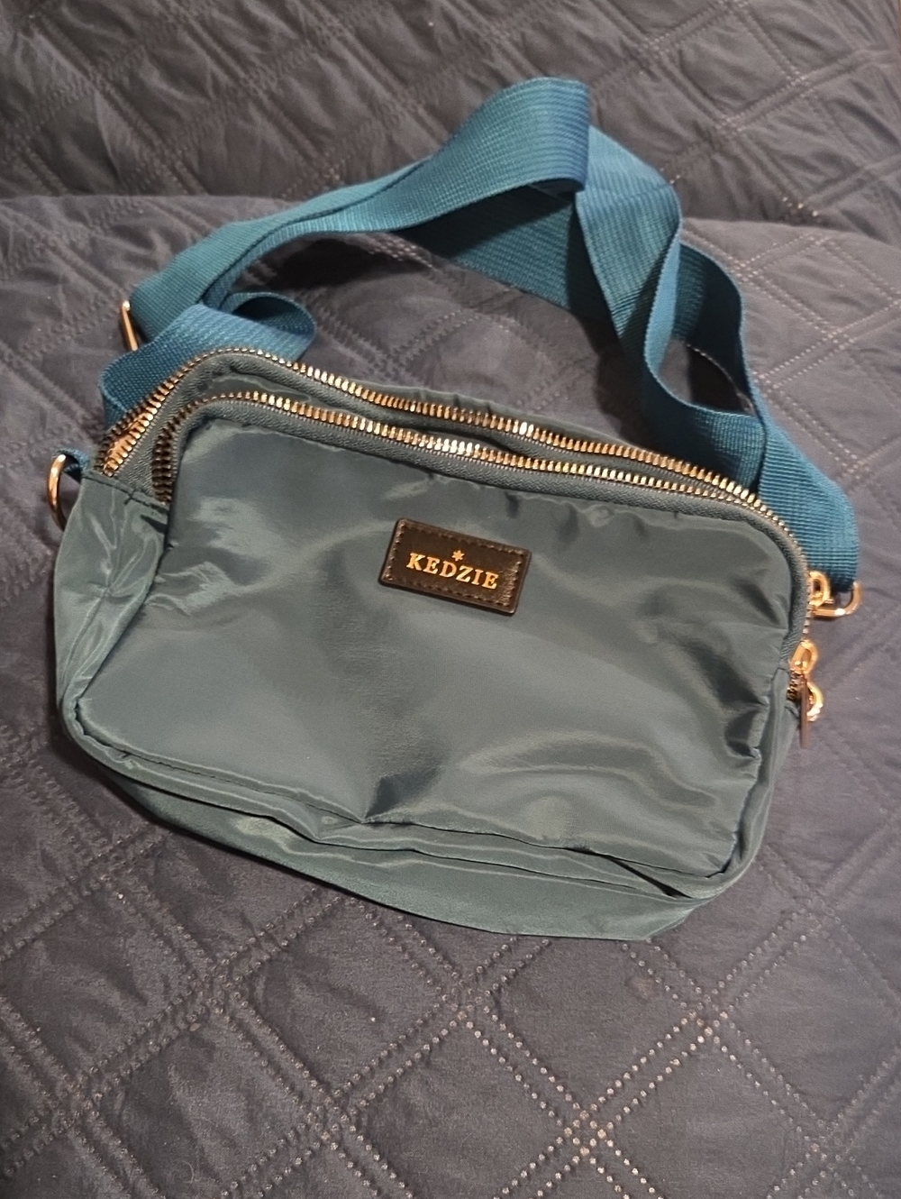Kedzie Teal Nylon Crossbody Bag with Adjustable Strap